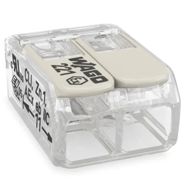 Wago 221-483 Kopplingsklämma transparent, med låsspak 3 klämpositioner, 50-pack