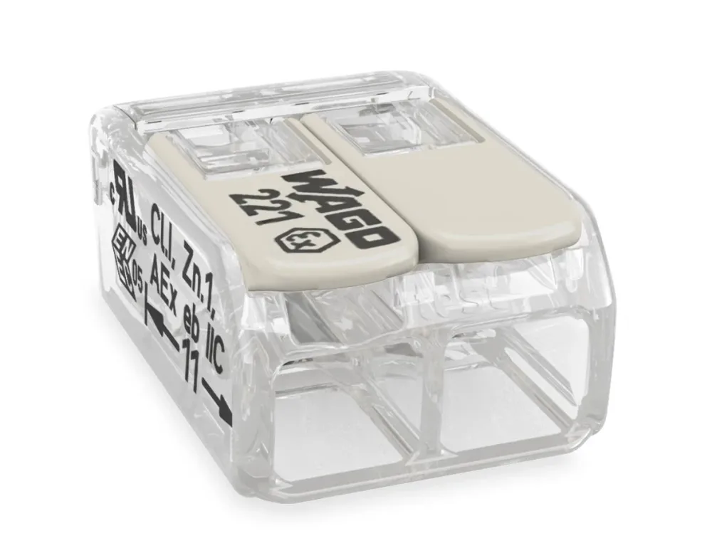 Wago 221-483 Kopplingsklämma transparent, med låsspak 3 klämpositioner, 50-pack