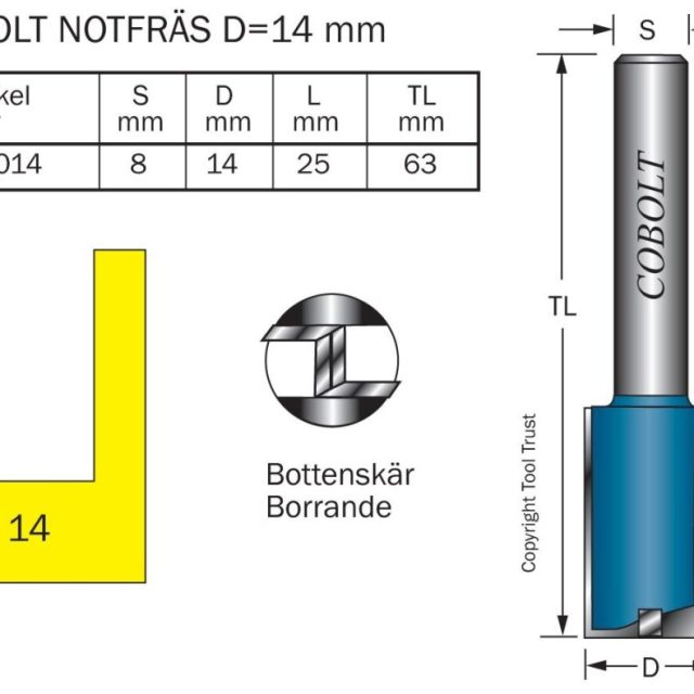 Kjøp Cobolt HM-notfres 14 mm, med bunnskjær