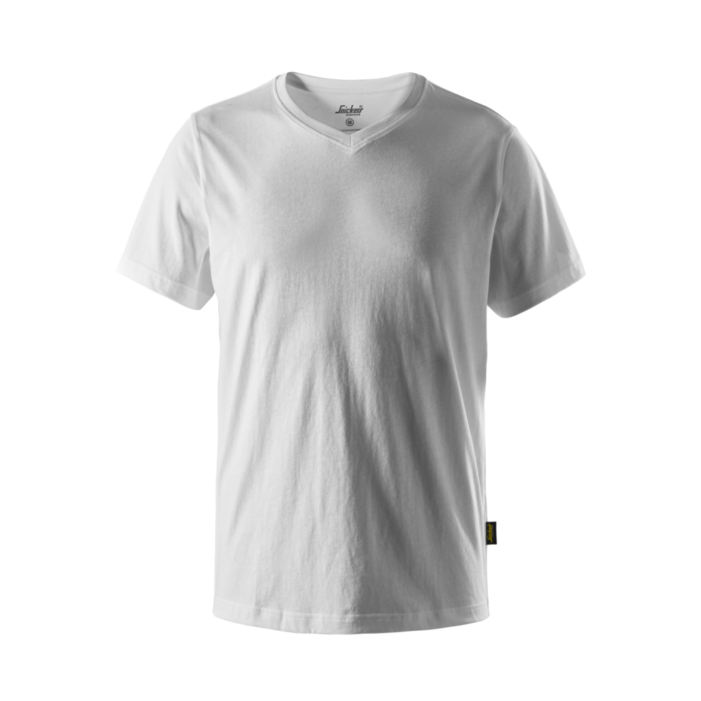 T-SHIRT V-RINGAD VIT STL XXXL