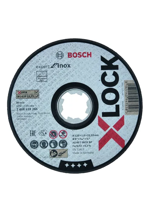 Kapskiva Bosch Power Tools PRO Stainless Steel and Metal X-Lock (rak) 125 mm, 1,6 mm, 1-pack, Med oSa