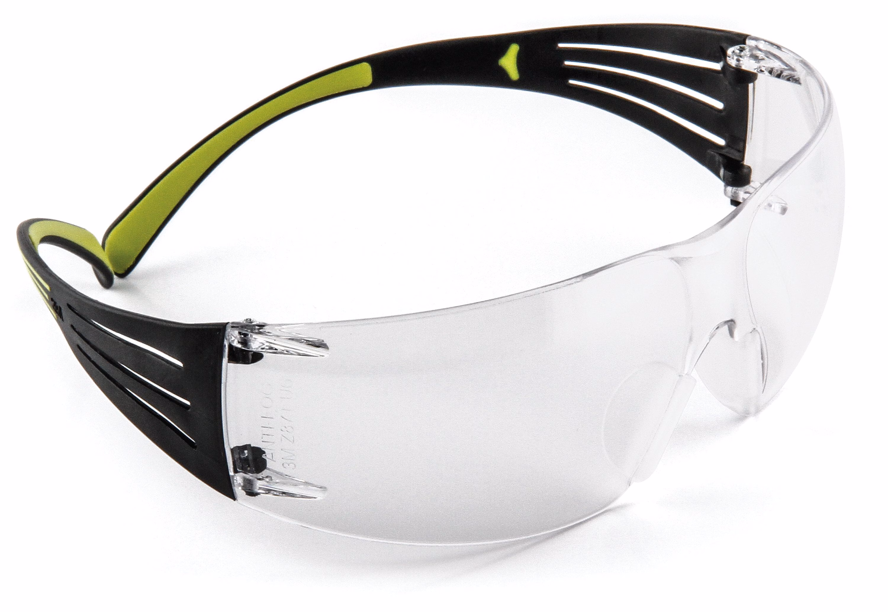 Kjøp 3M Skyddsglasögon SecureFit 400, med klar reptålig anti-fog lins, svart/grön båge, SF401AS/AF-EU