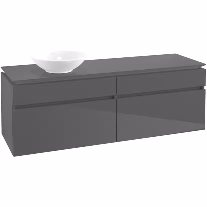 Tvättställsskåp Villeroy & Boch Legato 1600 med 4 Lådor för Fristående Tvättställ Grå Högblank Tvättställ Vänster utan Belysning