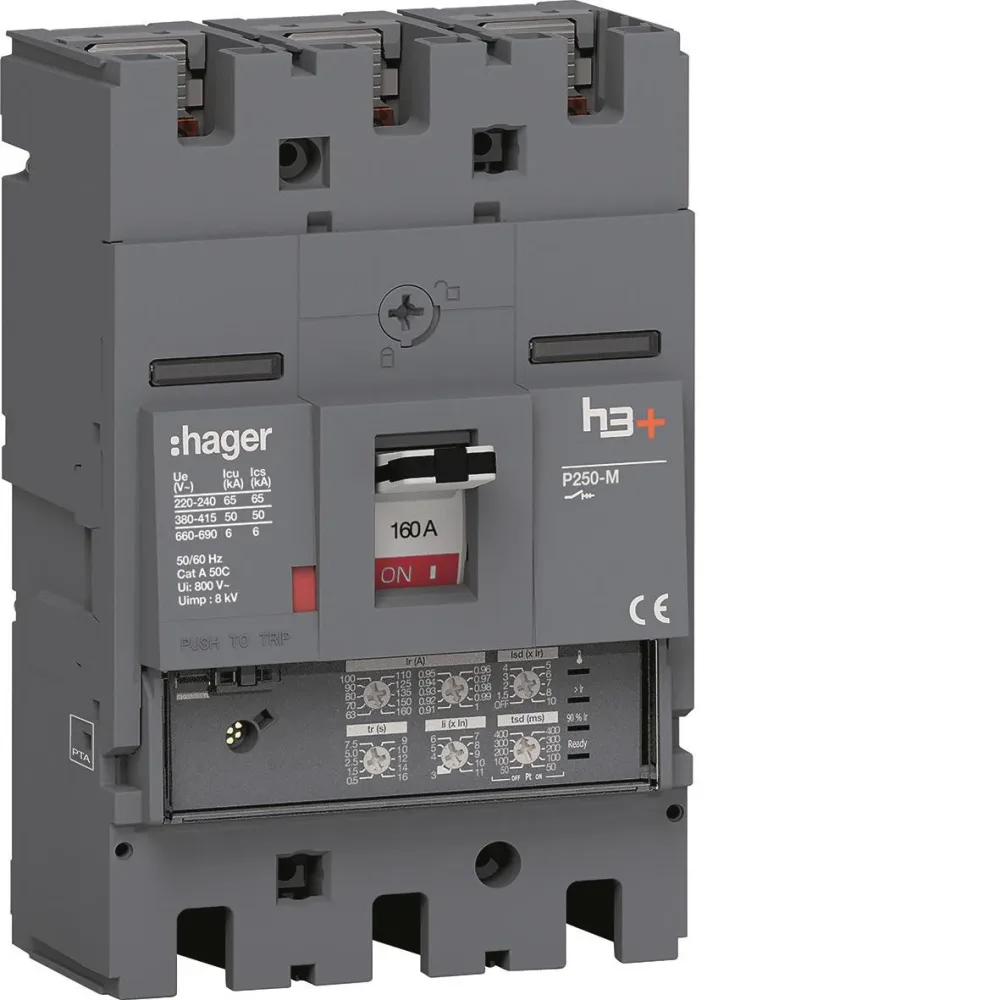 Hager HMT160JR Effektbrytare H3+LSI, 50kA