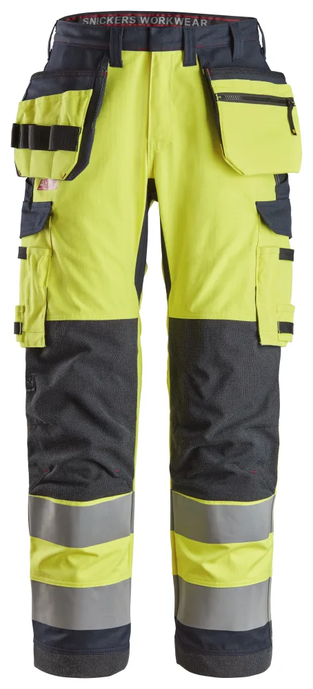 Snickers Workwear 6261 ProtecWork Arbetsbyxa varsel, gul/marinblå, med hölsterfickor 64