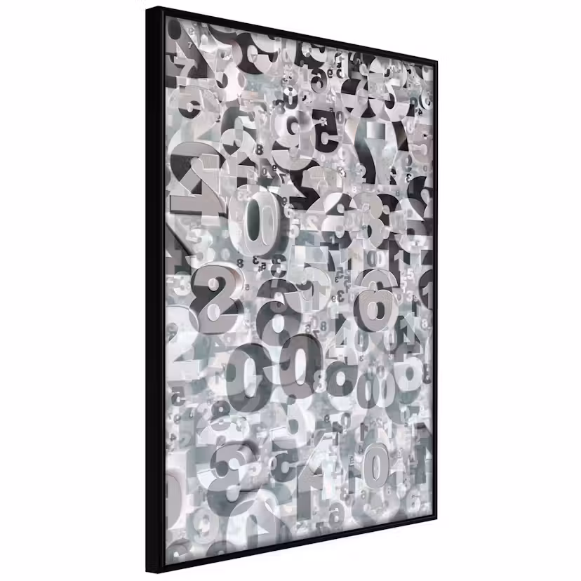 Poster Artgeist Affisch Numerology Svart ram, 30x45 cm