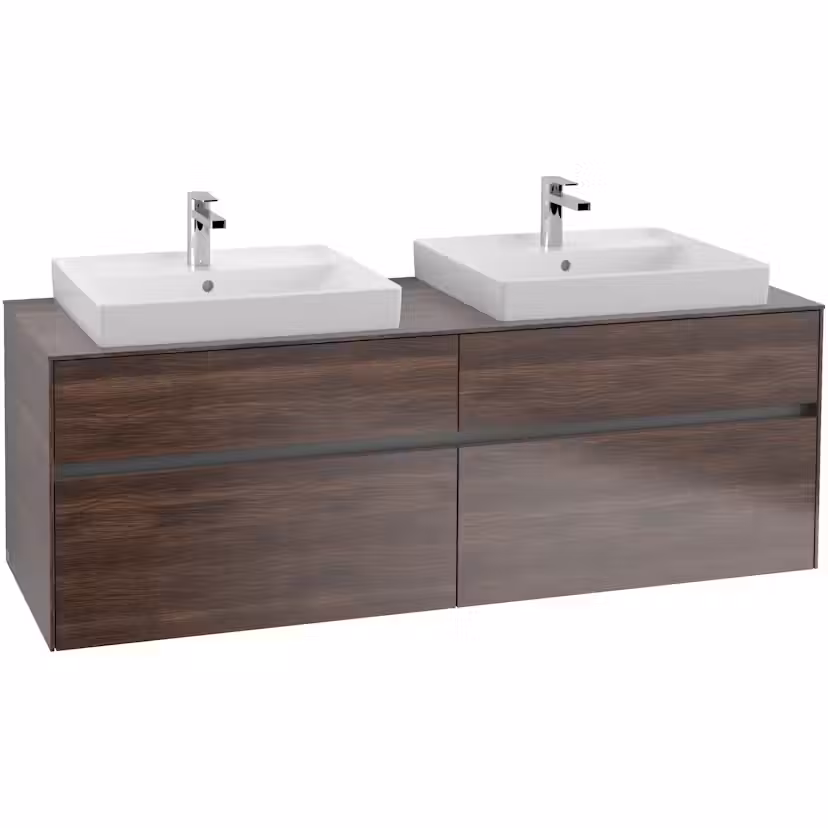 Tvättställsskåp Villeroy & Boch Collaro 160 cm med 4 Lådor för Ovanpåliggande Tvättställ Arizona Ek För Två Tvättställ utan Belysning