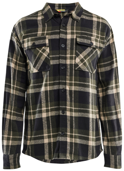 FLANELLSKJORTA BLÅKLÄDER SKOGSGRÖN/SVART, XL
