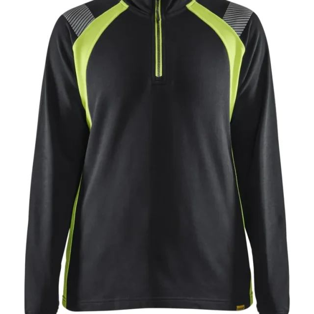 Blåkläder 340311589933XS Tröja svart/gul, halvzip XS