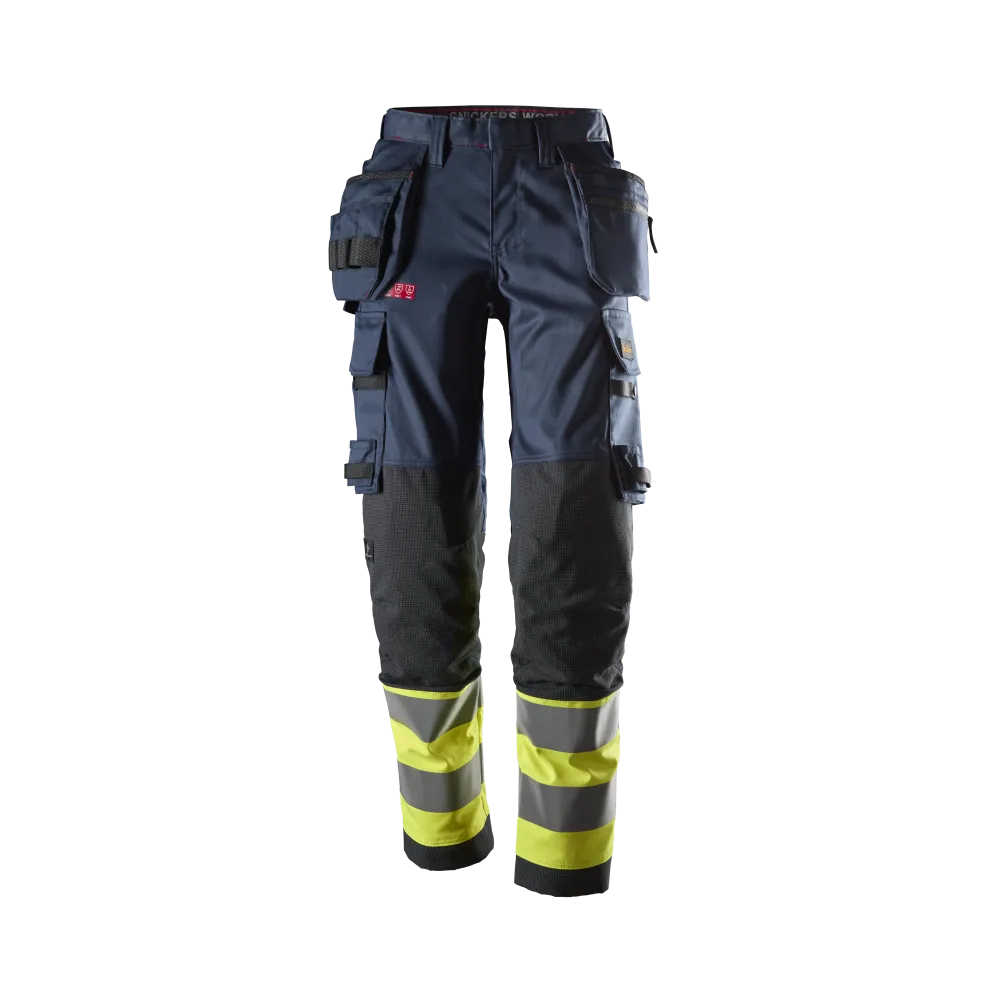 Snickers Workwear ProtecWork 6767 Varselbyxa varsel, marinblå/gul, dam, klass 1, flamskydd 48