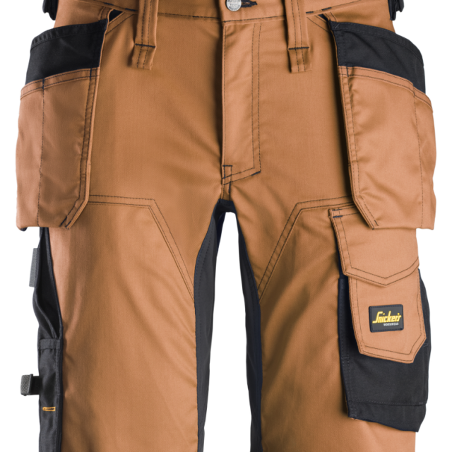 SHORTS SNICKERS WORKWEAR STRETCH + HF AW, BRUN/SVART STL 56