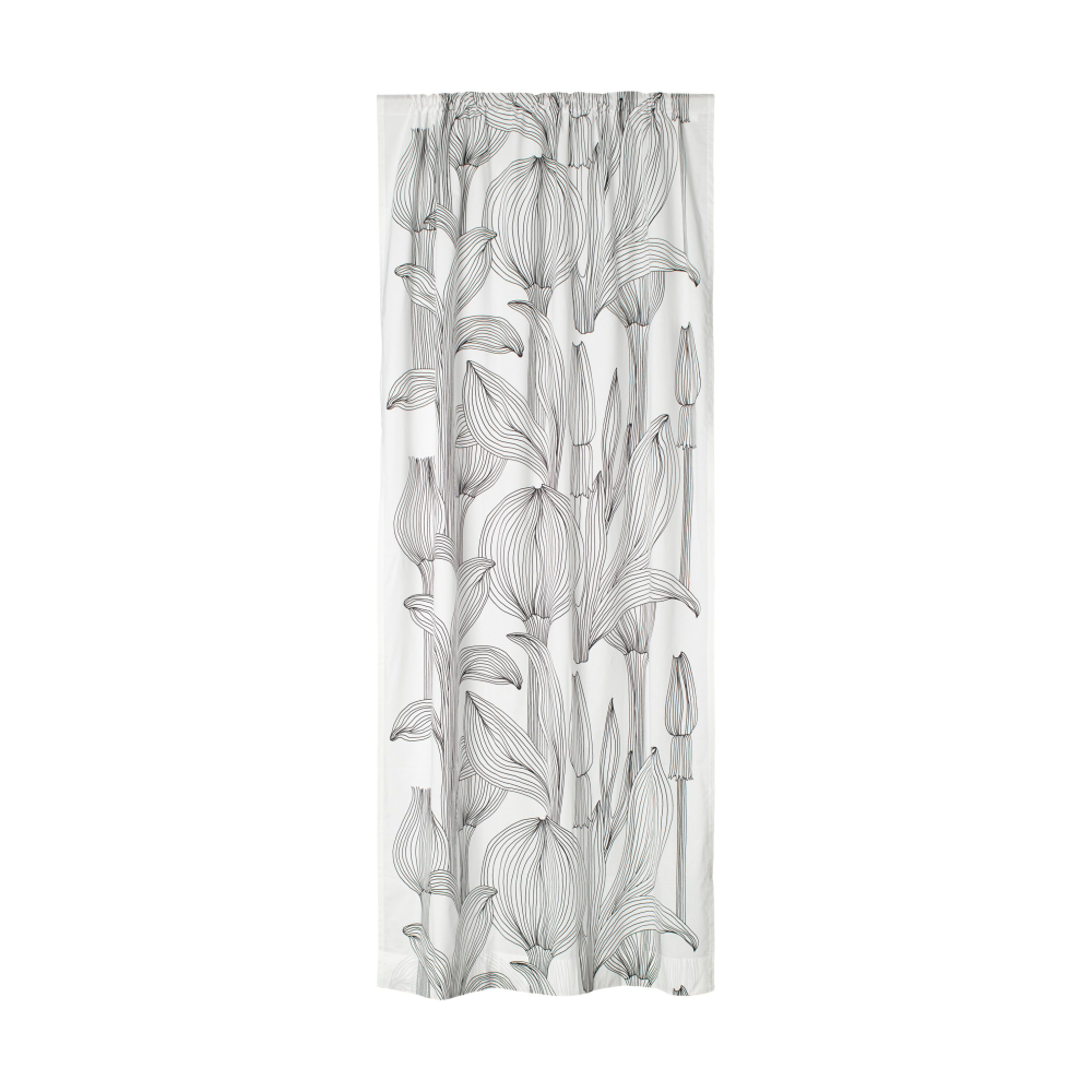 Kukat Puhkeavat gardinlängd 135x245 cm, White-black