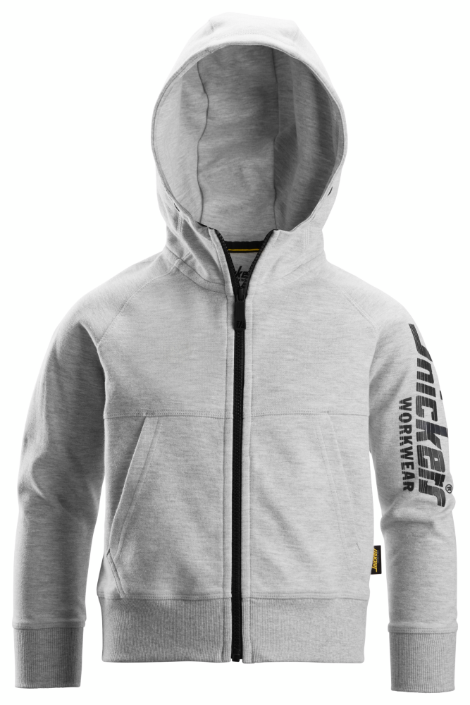 HUVTRÖJA SNICKERS WORKWEAR LOGO ZIP JUNIOR, GRÅMELERAD STL 122/128