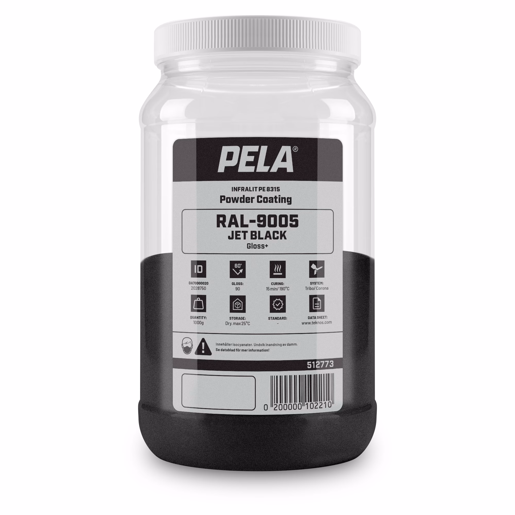 Kjøp Pulverlakkfarge svart, blank, 1 kg
