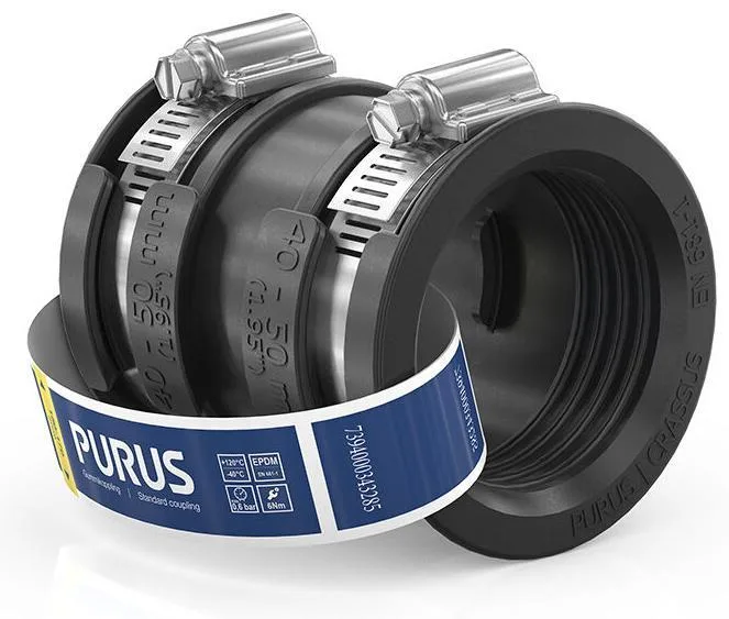Purus 3032541 Gumminippel svart, med slangklämmor
