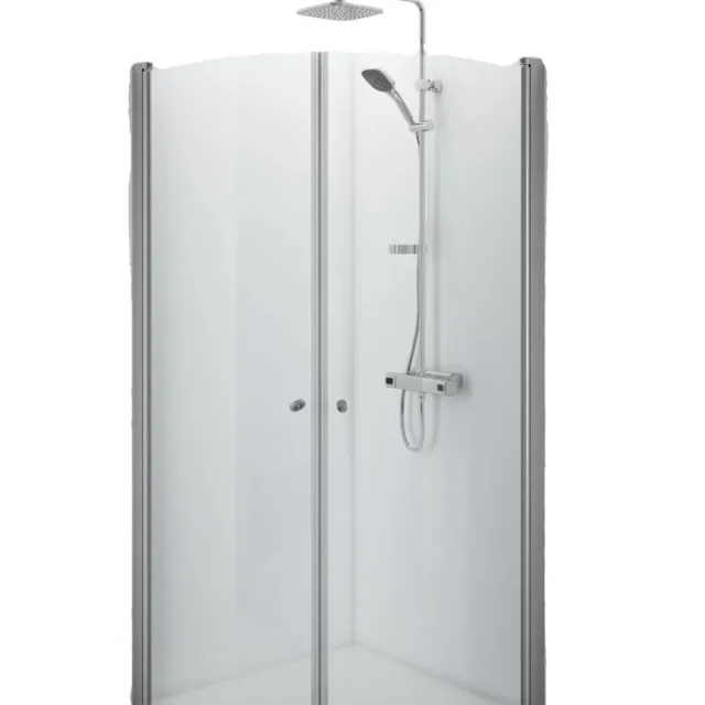Contura Space SBNK 900 Duschvägg böjd, borstad aluminium/klart glas