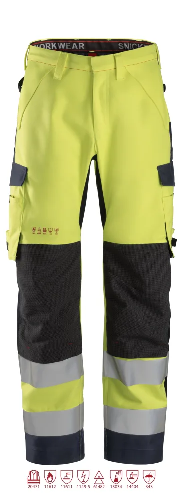 Snickers Workwear 6563 ProtecWork Skalbyxa varsel, gul/marinblå 108