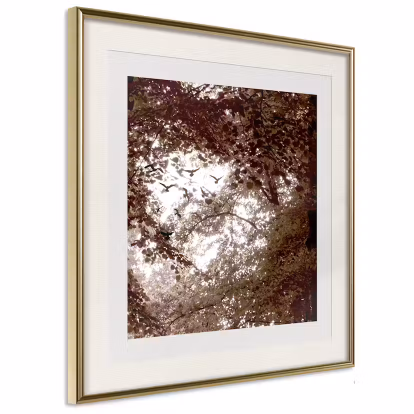Poster Artgeist Affisch Freedom Guld ram med passepartout, 20x20 cm