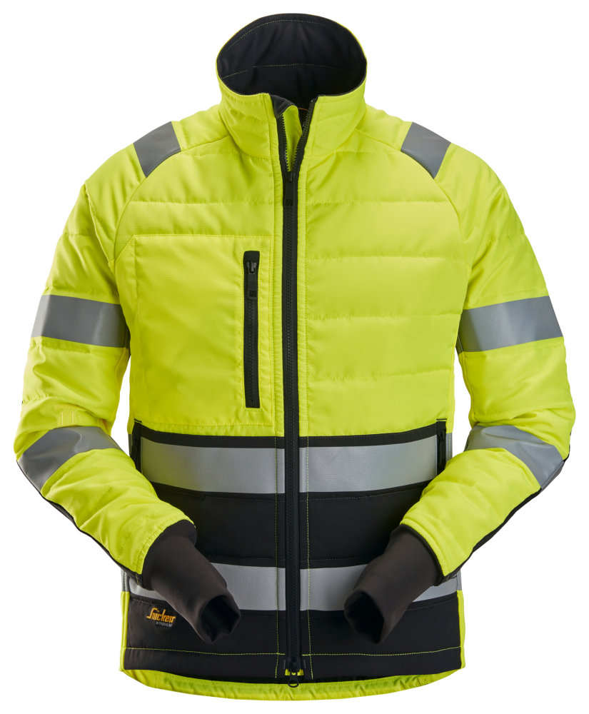 JACKA SNICKERS WORKWEAR 8134 LÄTT VADD KL2 XL, VARSELGUL/SVART