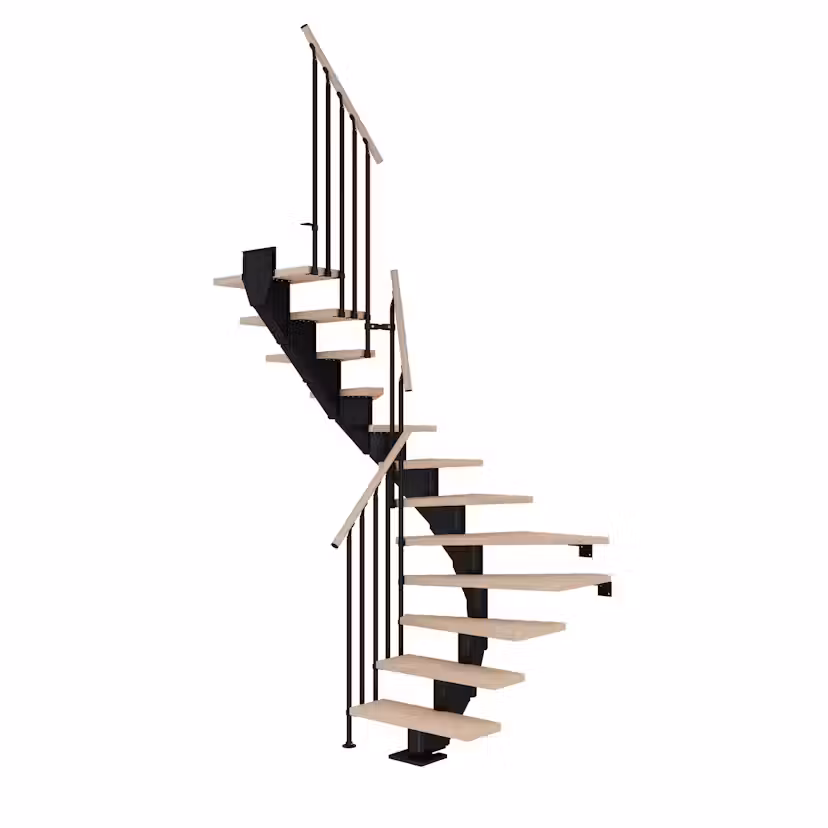 Spartrappa Dolle Hamburg Ek Vit Oljad 1/2 Classic III Svart, LxB: 2100x790 mm