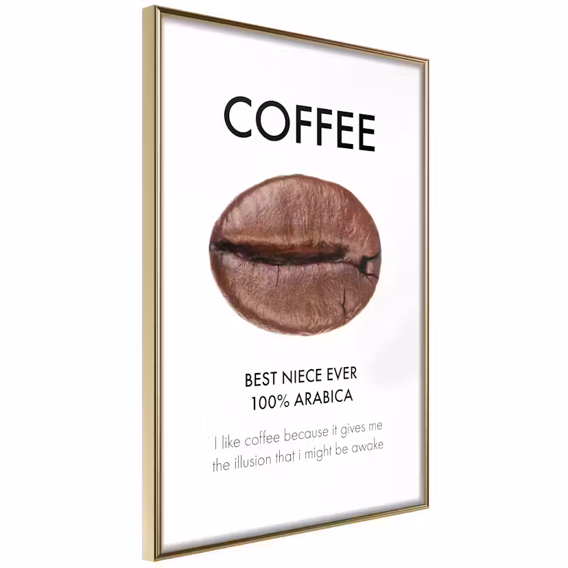 Poster Artgeist Affisch Coffee - Best Niece Ever Guld ram, 20x30 cm