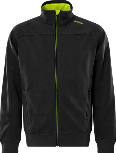 JACKA 7552 GSM SWEATSHIRT SVART/HIVIS GUL STL L