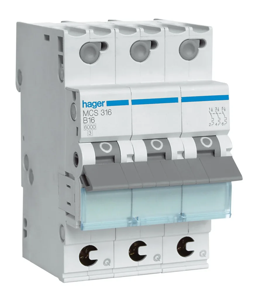 Hager MCS306 Dvärgbrytare 3-pol, 6kA, C-karakteristik 6A - Bild 2