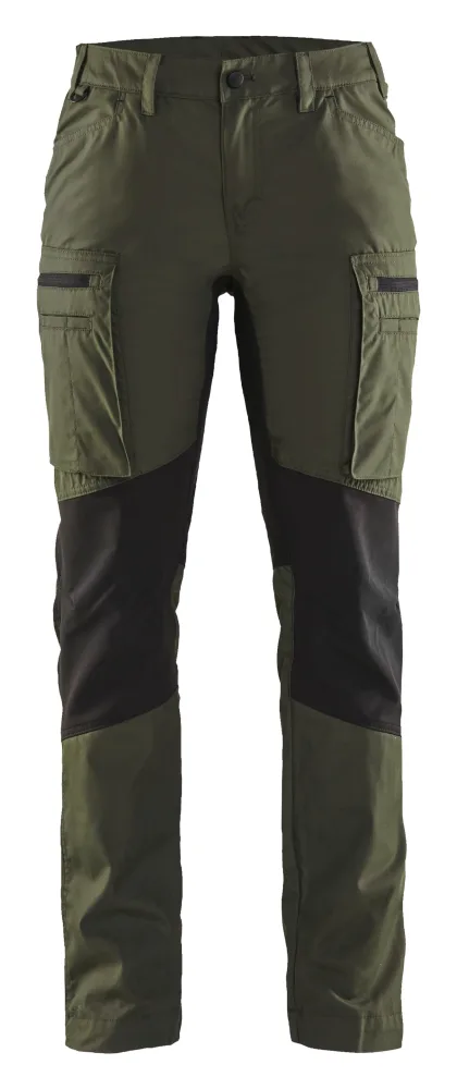 Blåkläder 715918454298C48 Arbetsbyxa med stretch, dam, grön/svart Grön/svart