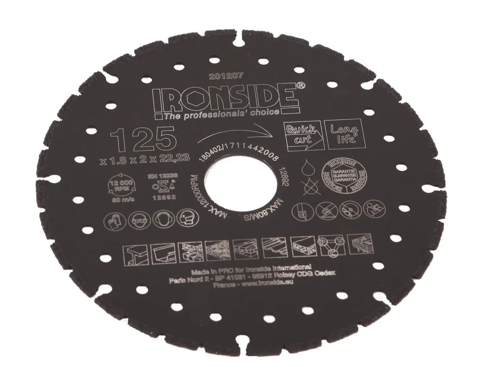 Ironside 201207 Diamantkapskiva 125 x 22,23 x 1,8 x 2 mm