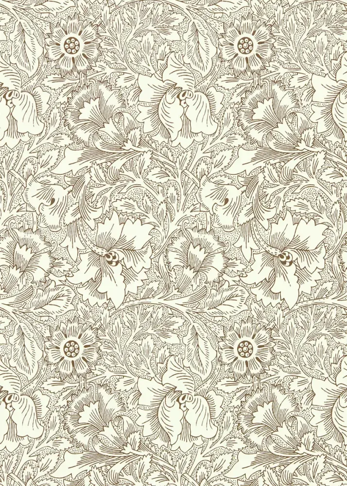 Morris & Co - Poppy Cream/Chocolate Queen Square Wallpapers