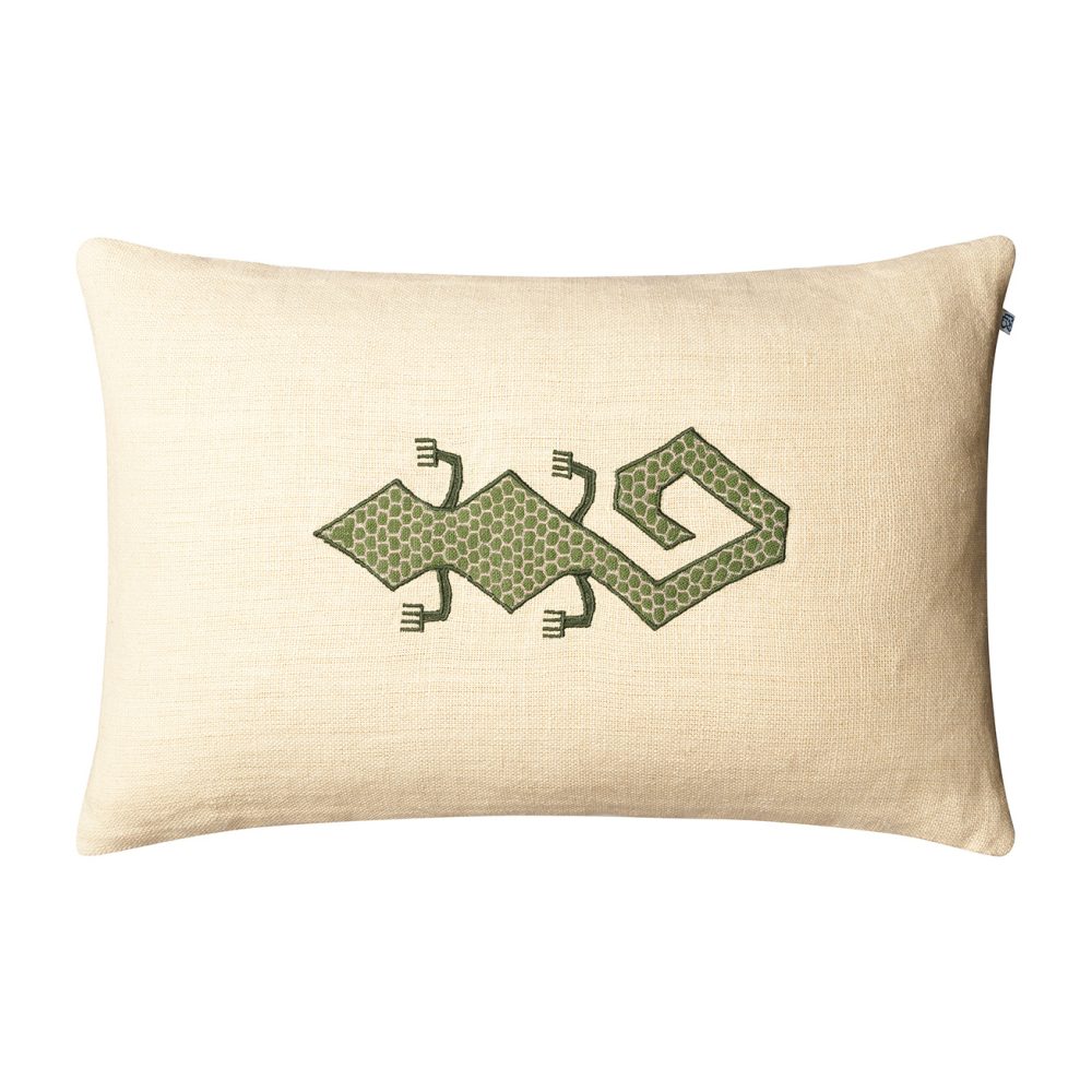 Gecko kuddfodral 60x40 cm, Light beige-cactus green