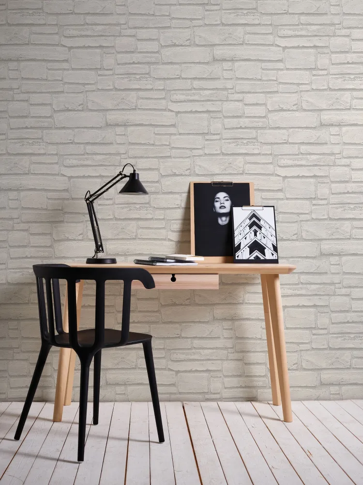 Living Walls Best of Wood´n Stone III T2316 Tapet vit/grå
