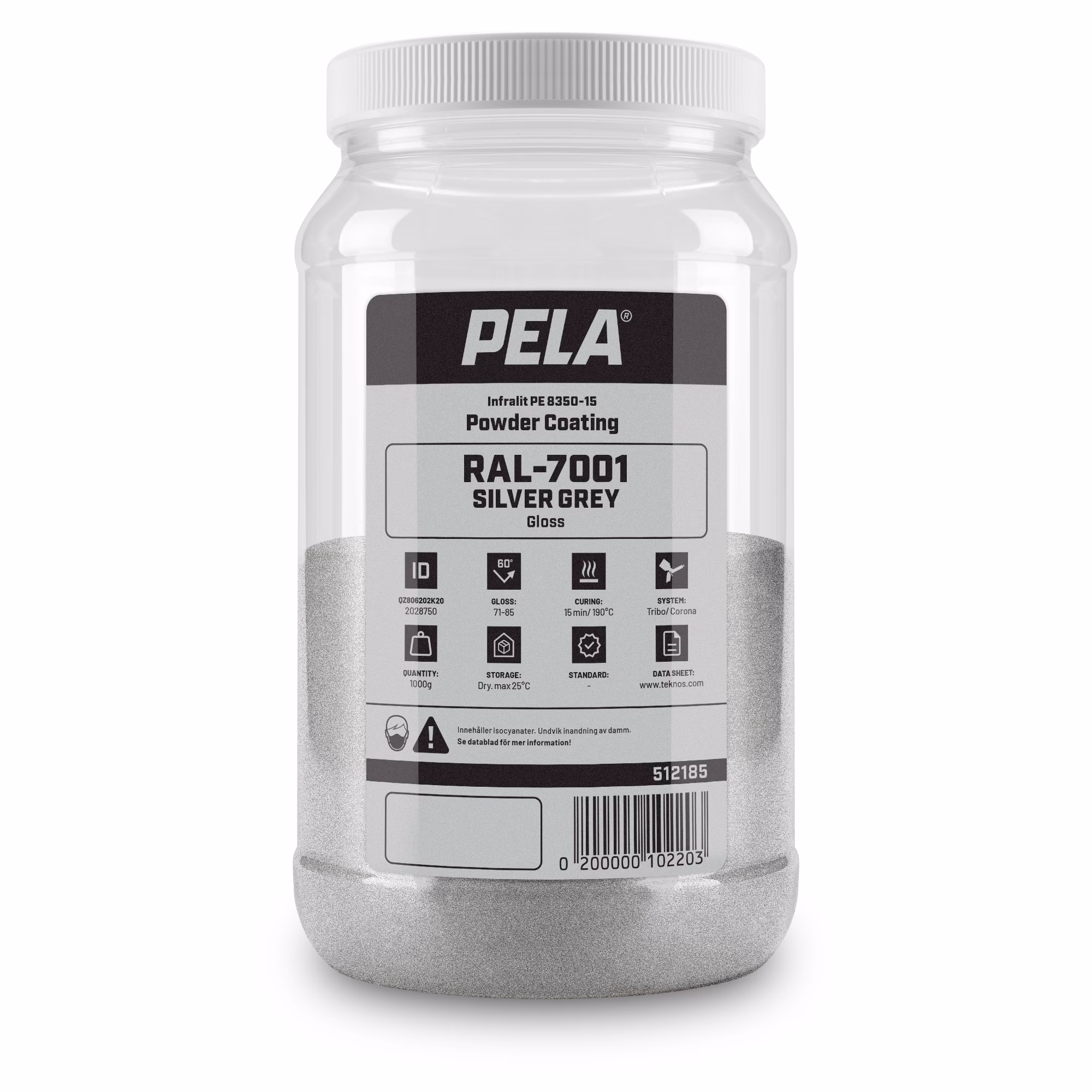 Kjøp Pulverlakkfarge lys grå, blank, 1 kg