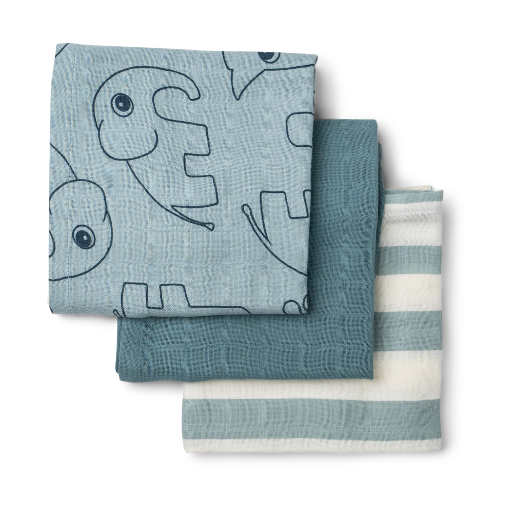 Deer Friends tvättlapp 3-pack, Blue
