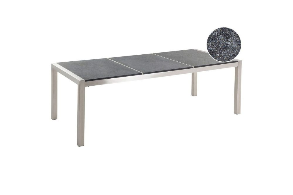 Trädgårdsbord Grosseto Grå/Svart/Silver, 100x220x74 cm