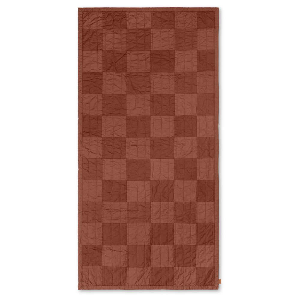 Duo quiltad filt 90x187 cm, Red Brown Tonal