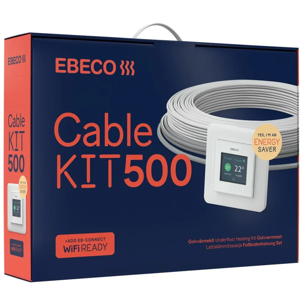 Ebeco Cable Kit 500 Golvvärmekit med värmekabel och termostat 18,5 m, 200 W