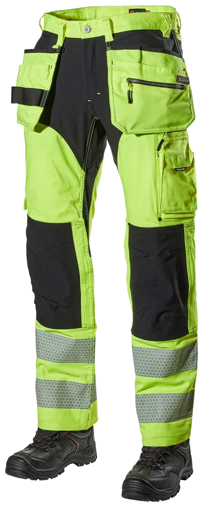 L.Brador 1072PB Arbetsbyxa hi-vis gul/svart, klass 2 C56