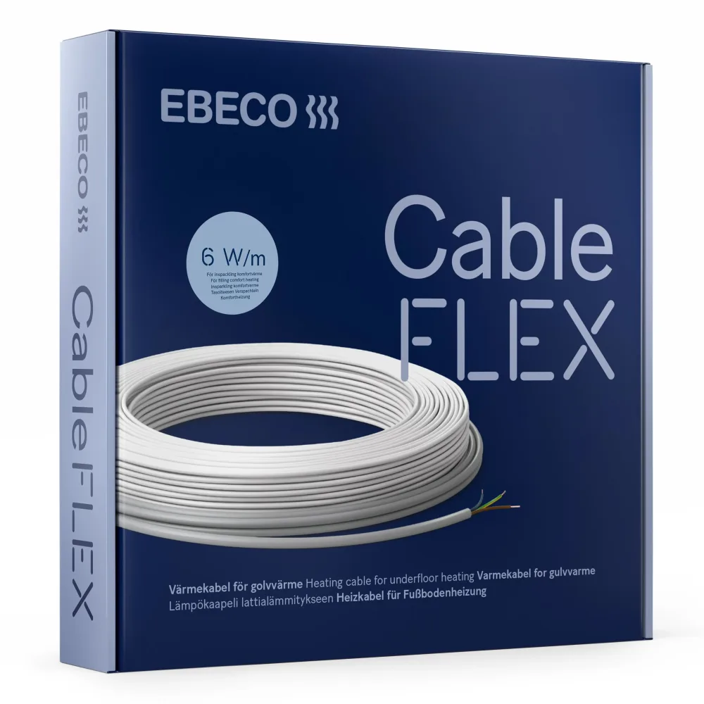 Ebeco Cableflex 20 Golvvärmekabel serieresistiv 2-ledare med skärm 20 W/m