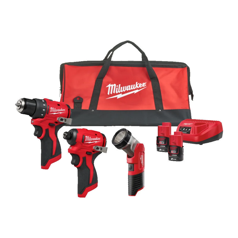 Milwaukee M12 BLPP3A-202B Verktygspaket med batteri och laddare