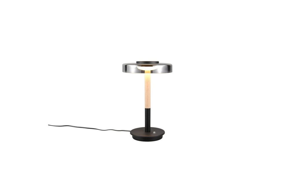 Bordslampa TRIO Celeste Mattsvart/kromad/trä