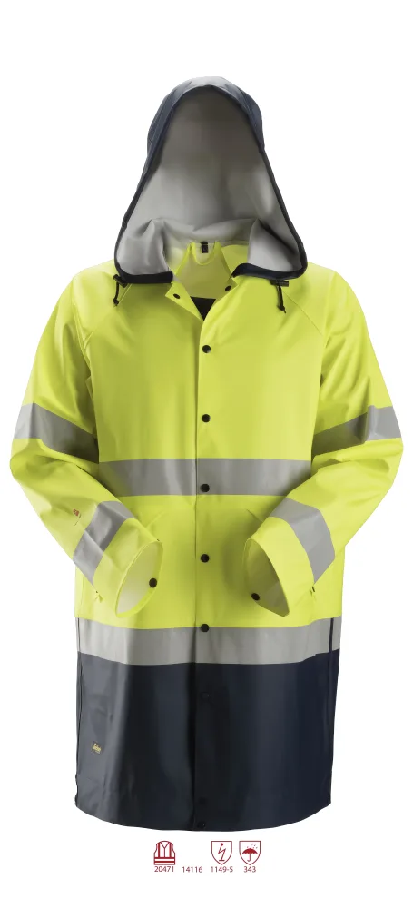 Snickers Workwear 8261 ProtecWork Regnjacka varsel, gul/marinblå 4XL