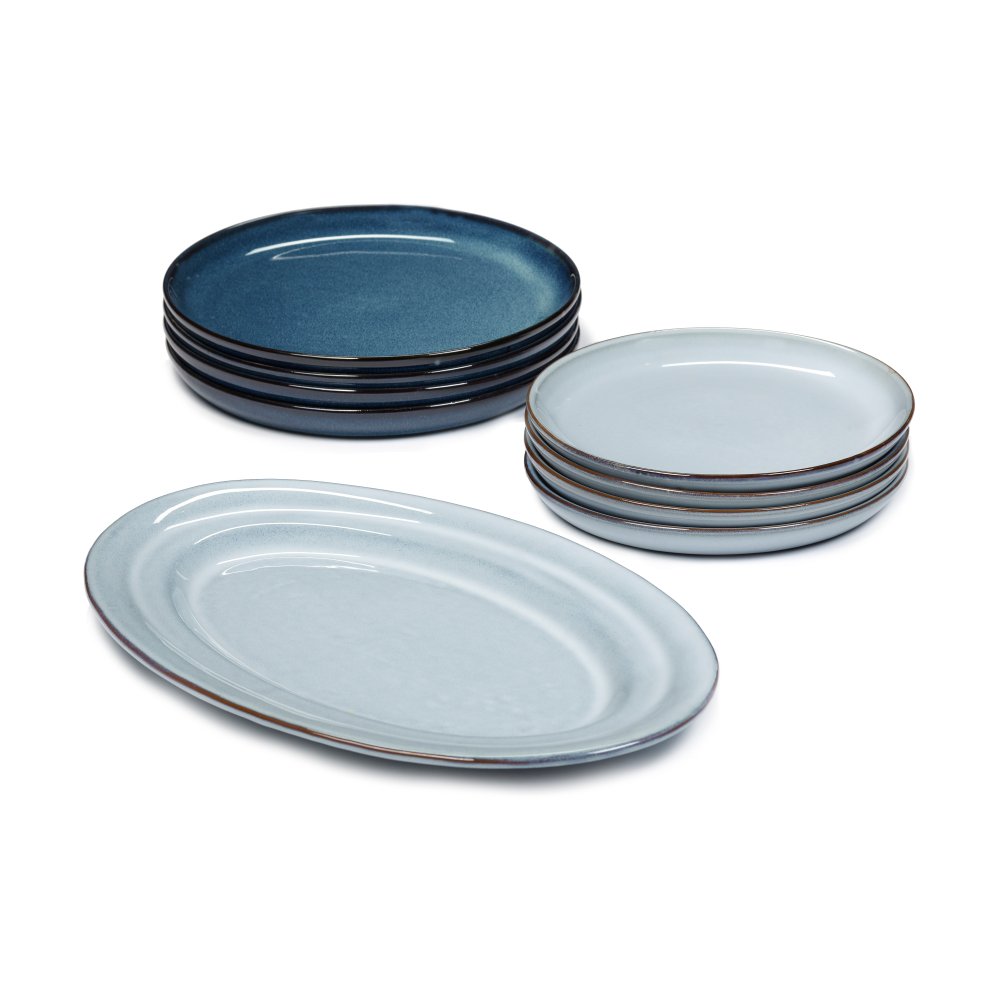 Pure dinner set 9 delar, Blue