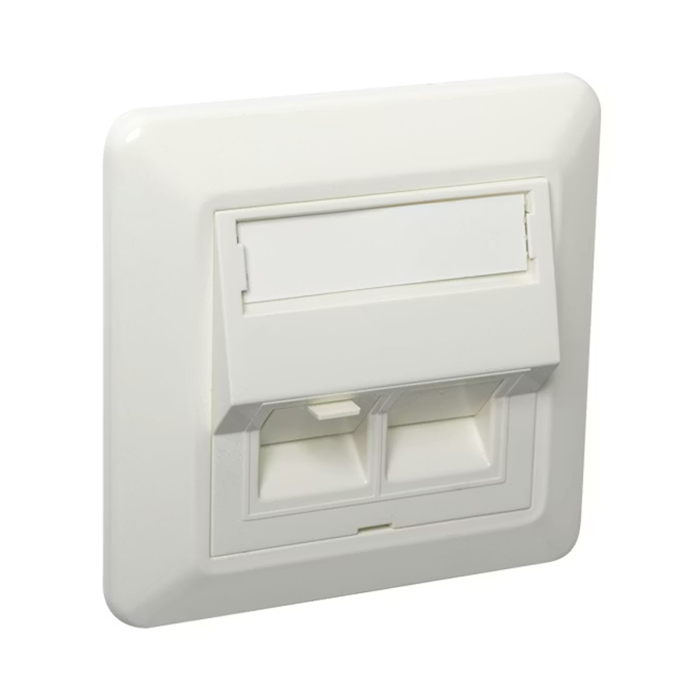 Uttag Vinklat 1x8 STP C6A IP20 Fjällvit Elko