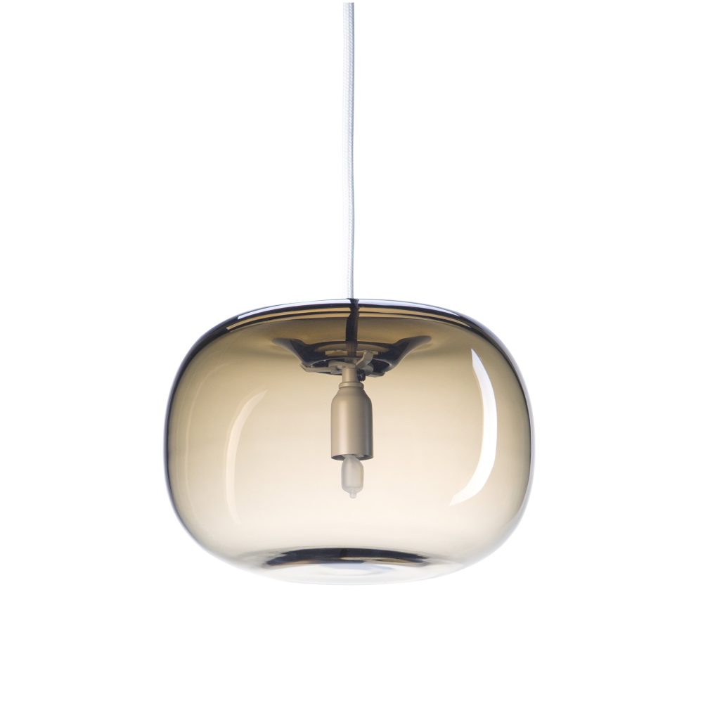 Pebble taklampa knubbig, varmgrå-glas