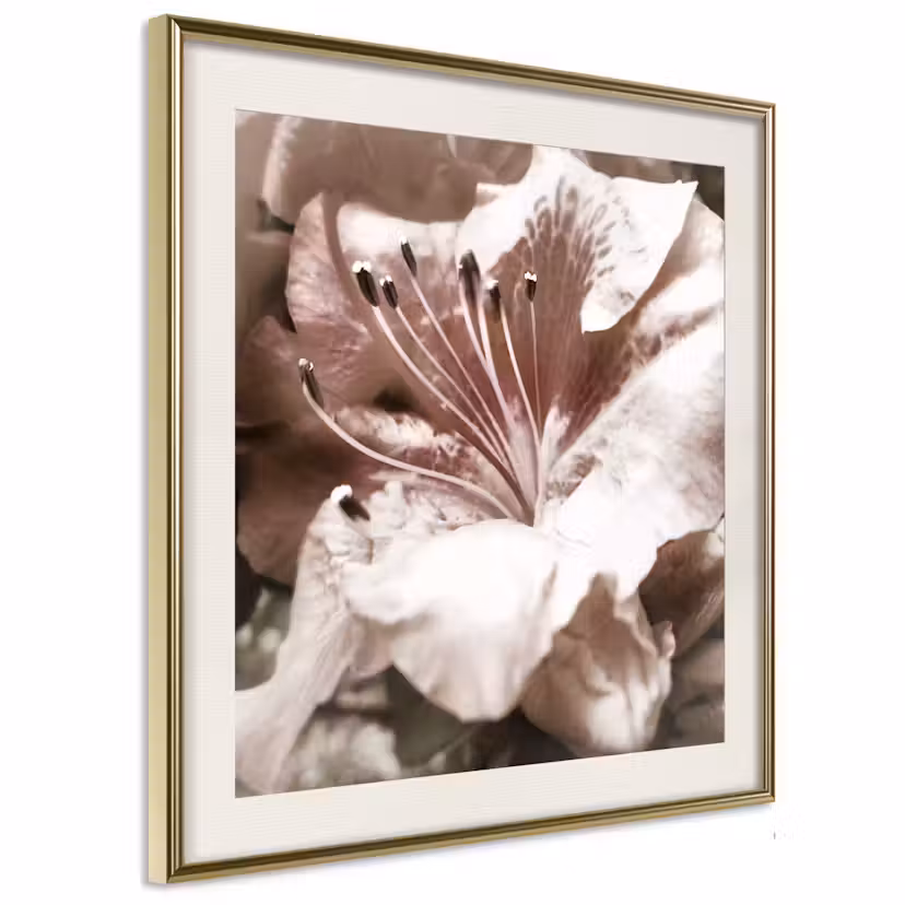Poster Artgeist Affisch Prayer Guld ram med passepartout, 20x20 cm