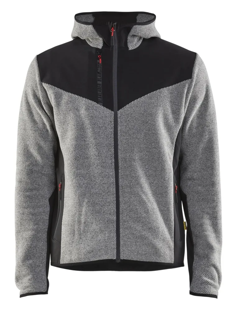 Blåkläder 594025369099XL Jacka stickad, med softshell, gråmelerad/svart Gråmelerad/Svart