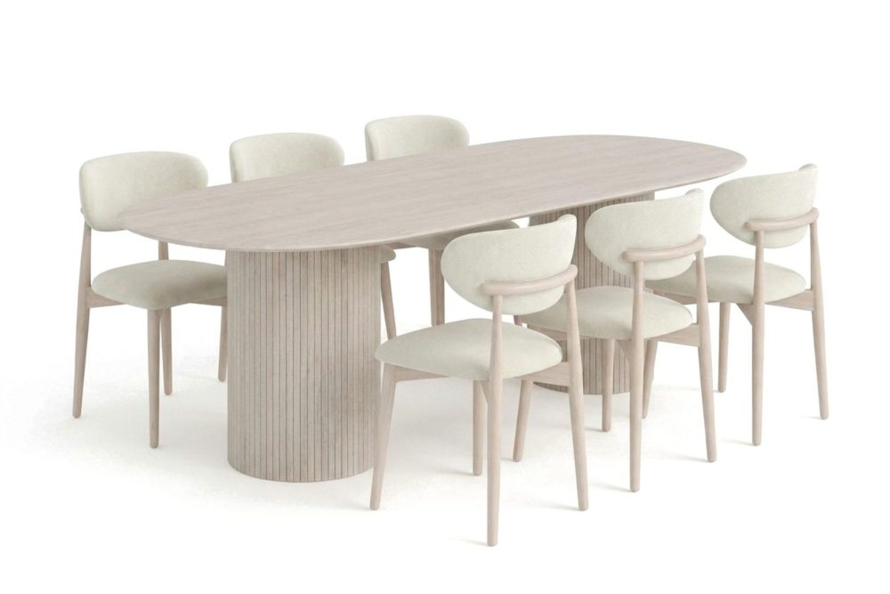 Kopparbo Matgrupp oval 220 cm Vitlaserad med 6 Molly Matstolar