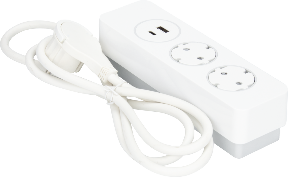 GRENUTTAG GELIA 2+1+1 KOMB 2M VIT, PURE PUSH 2JORD+1USB A+1USB C