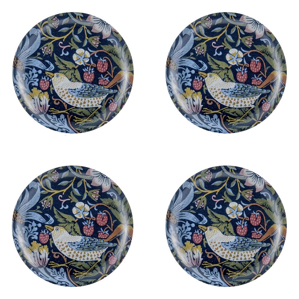 Strawberry Thief glasunderlägg 4-pack, Ø 11 cm